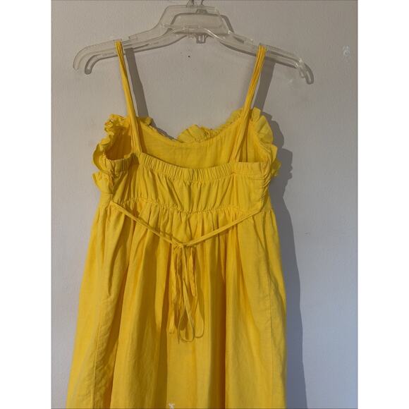 Candies Yellow Y2K Ruffle Embroidery Eyelet Trim Sundress Sleeveless Dress 3 - Picture 8 of 10